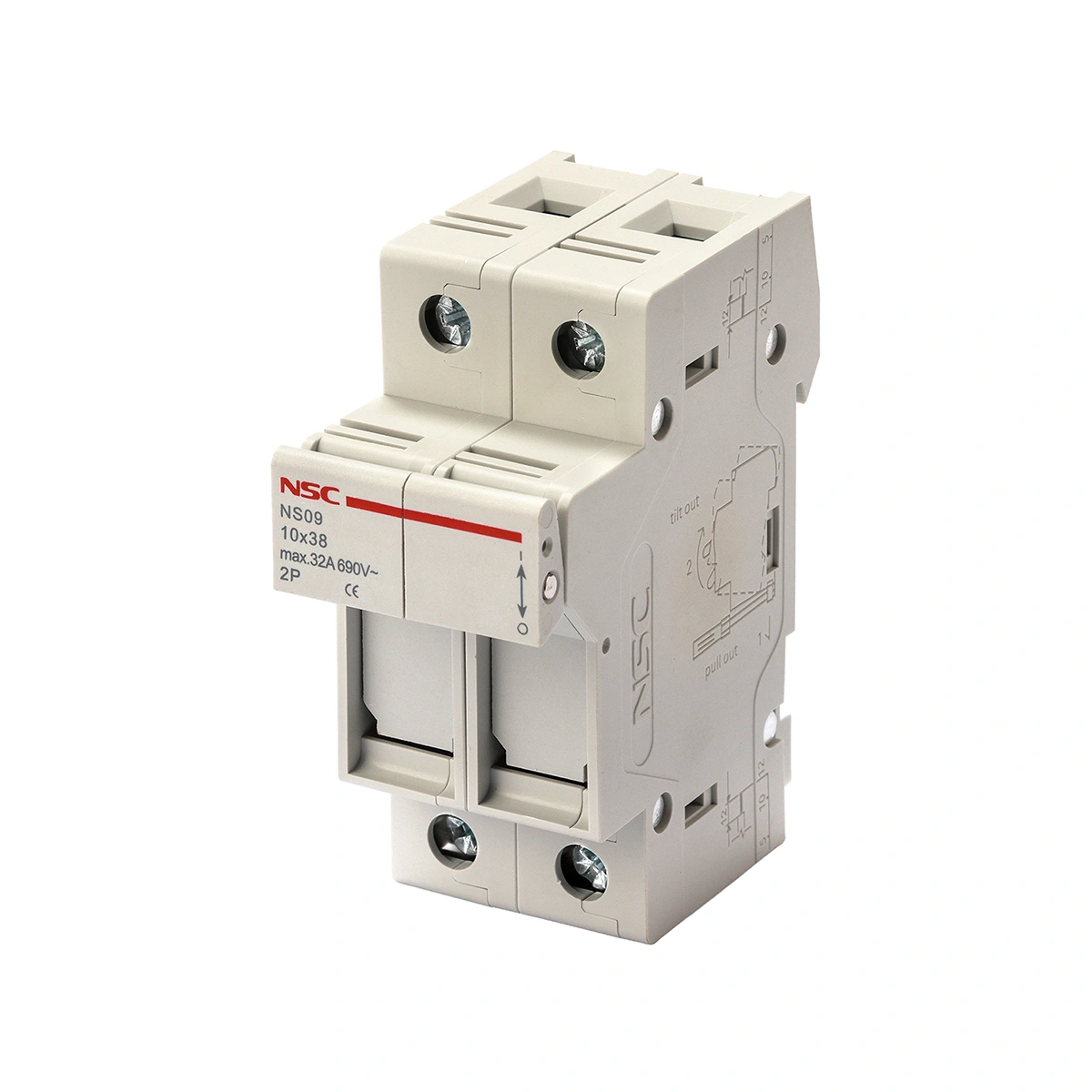 پایه فیوز و فیوز 3810 دو پل NS-09 (2) پایه فیوز و فیوز 38*10 دو پل NS-09