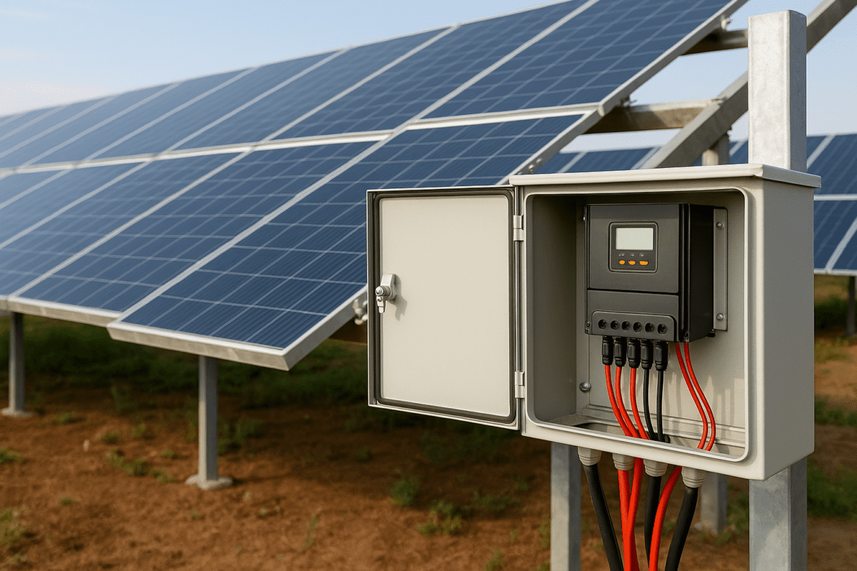 نمایی واقعی از نحوه کار پنل خورشیدی فتوولتائیک و مسیر جریان DC در سیستم خورشیدی مسیر تولید و انتقال جریان DC در سیستم خورشیدی فتوولتائیک از پنل تا اینورتر